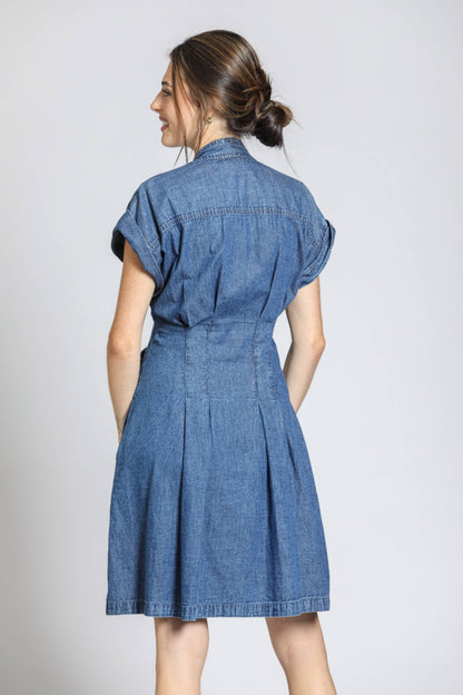 Button Front Shirt Dress with Ties