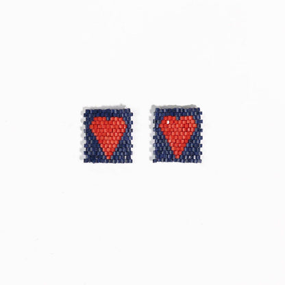Kallie Heart Rectangle Post Beaded Earrings