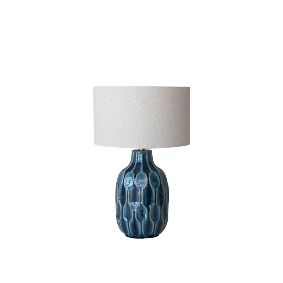 Ceramic Table Lamp &amp; Linen Shade &amp; Inline Switch (Each One Will Vary)