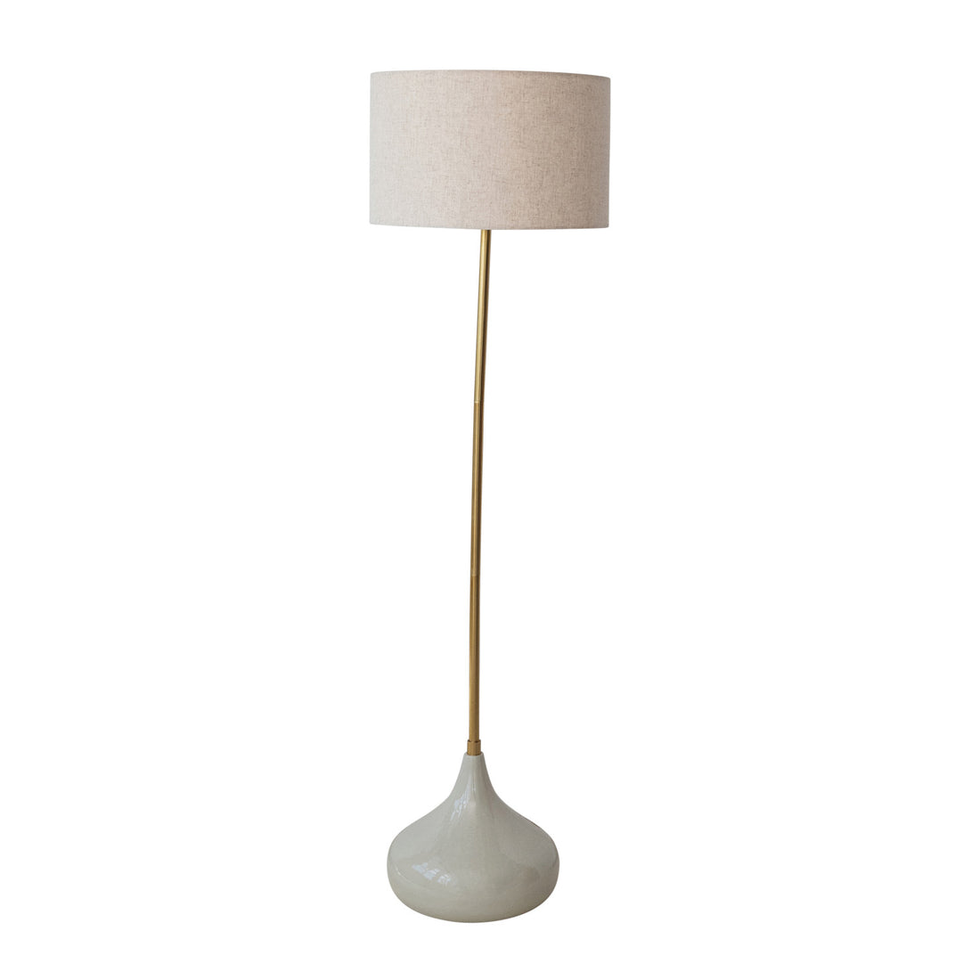 Enameled Metal Floor Lamp with Cotton Shade &amp; Inline Switch, KD