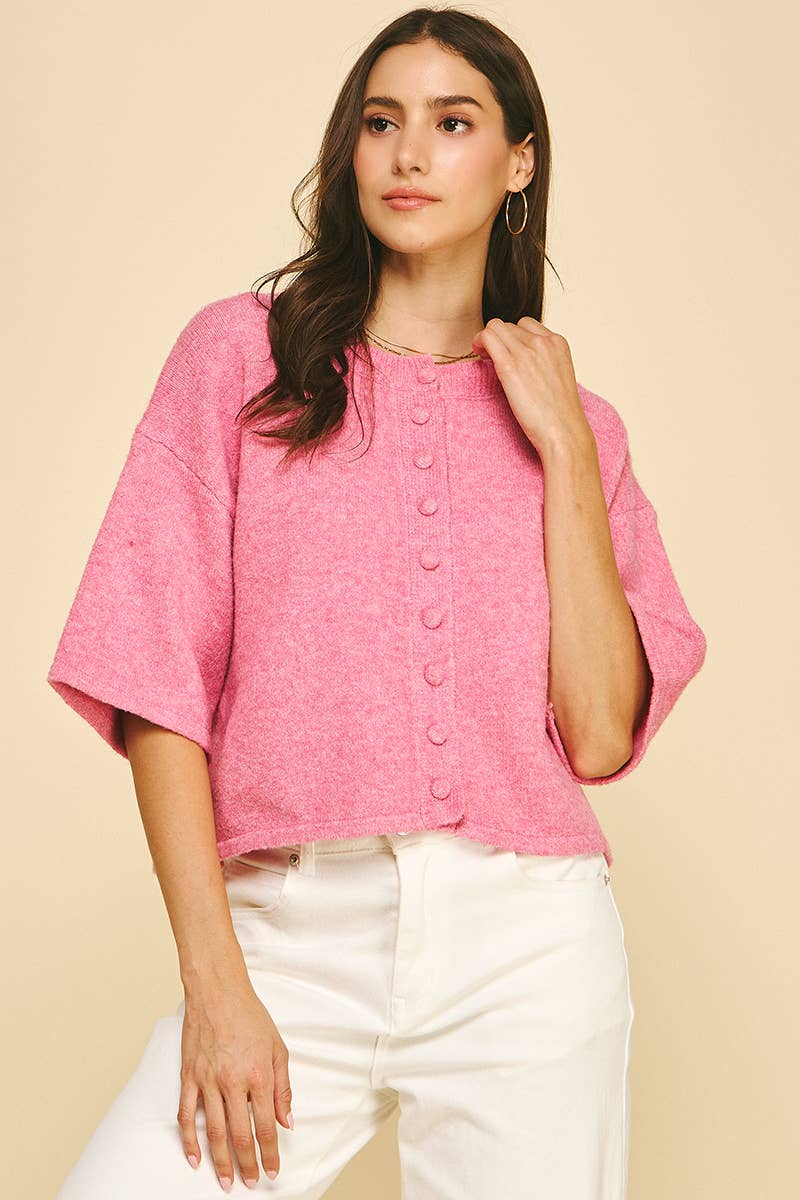 Cozy Button-Front Short Sleeve Cardigan