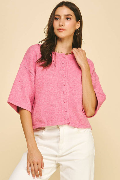 Cozy Button-Front Short Sleeve Cardigan
