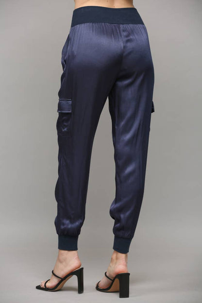 Chic Satin Cargo Joggers
