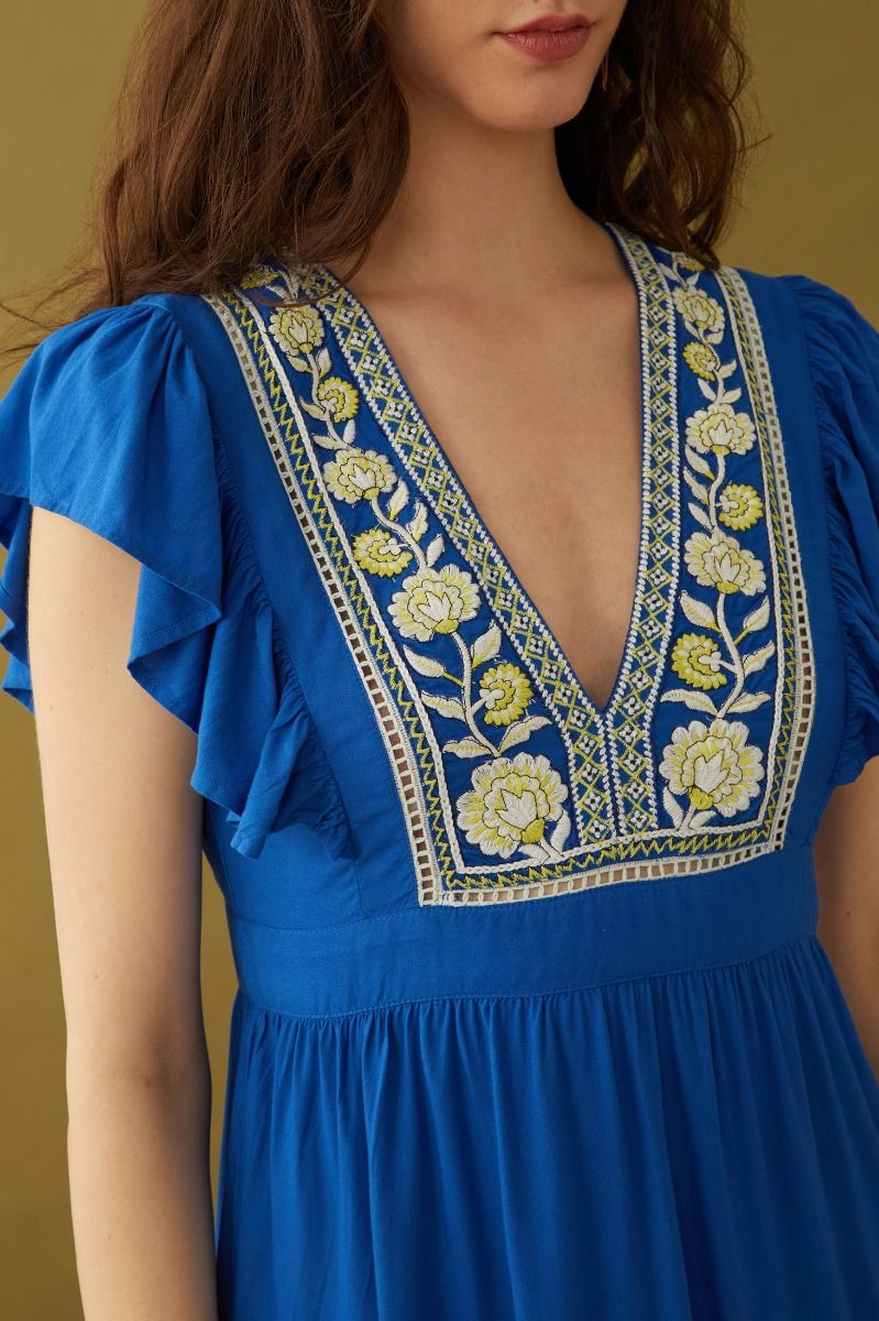 Willa Embroidered Drop Waist Dress