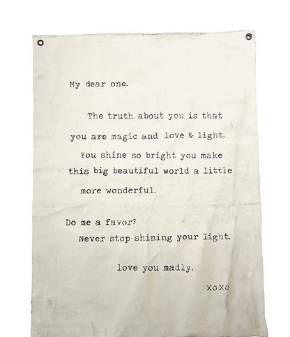 Never Stop Shining (My Dear One) Hand Painted Wall Hanging 36&quot; x 48&quot; (size will vary)