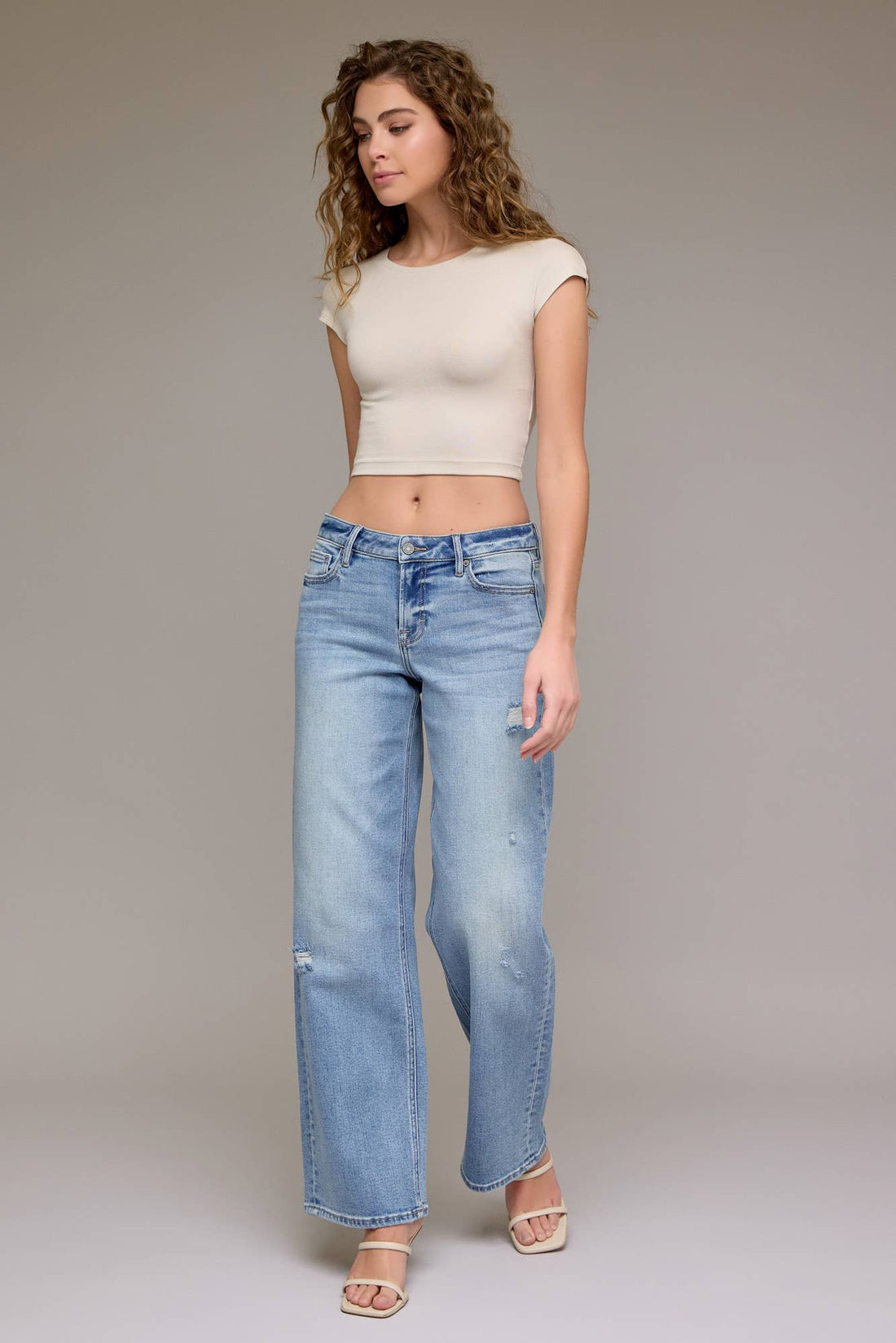 Mid-Rise 33&quot; Inseam Stretch Dad Jean Medium Wash