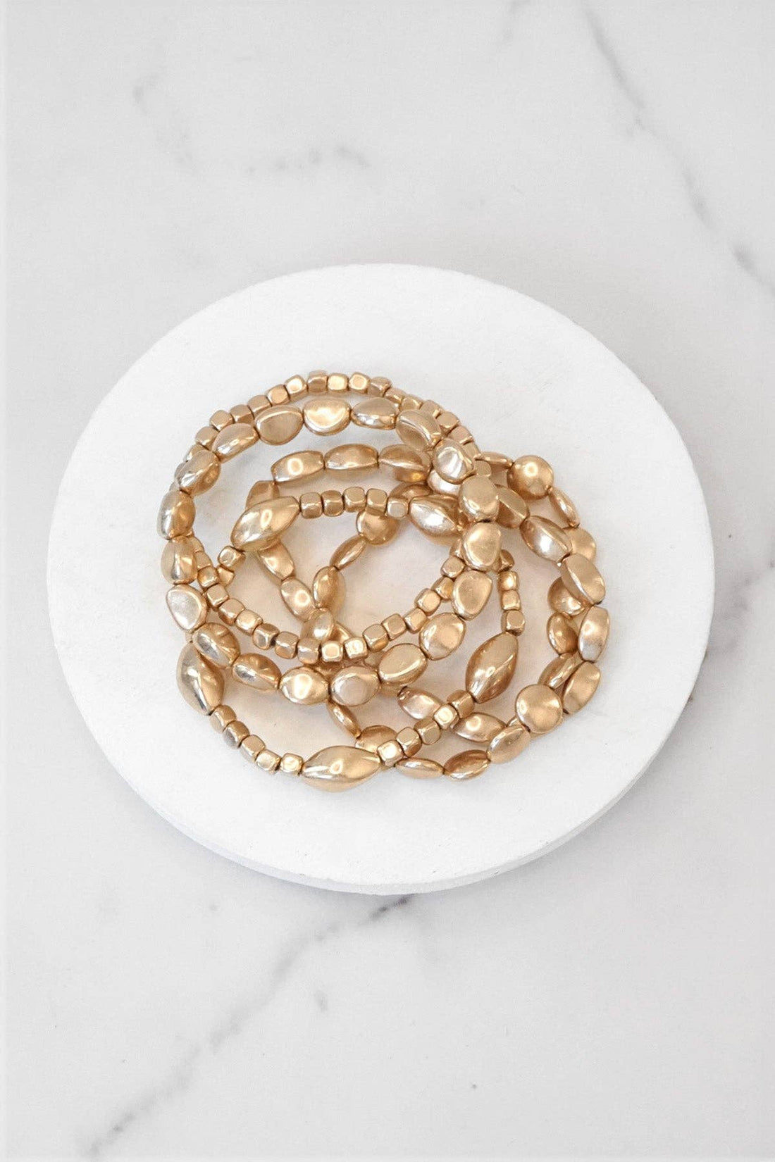 Boho Gold and silver Beaded Bracelets stack of 5