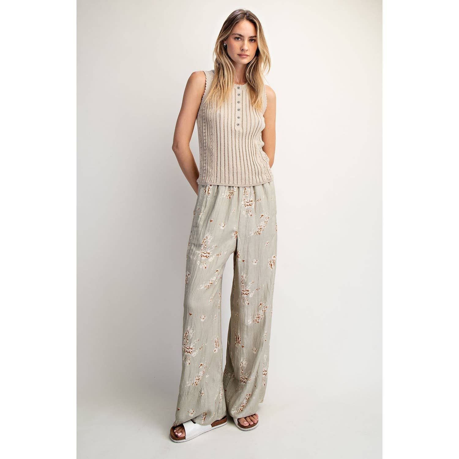 Vintage Floral Pull On Pants