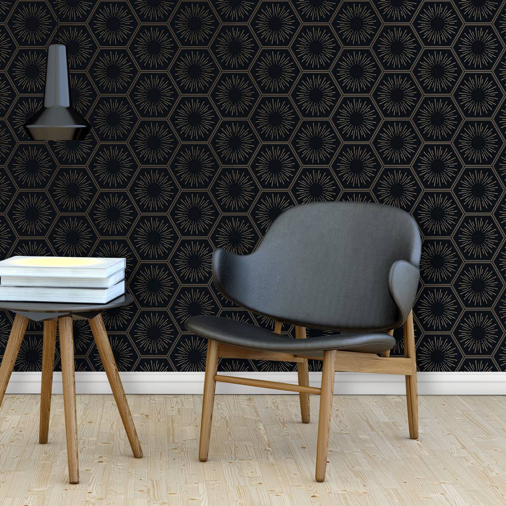 Hello Sunshine Gatsby Gold P&amp;S Wallpaper, 56 sq. ft.
