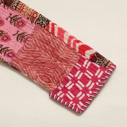Handcrafted Reversible Quilted Jacket | Charming Pink Patchwork for Effortless Style