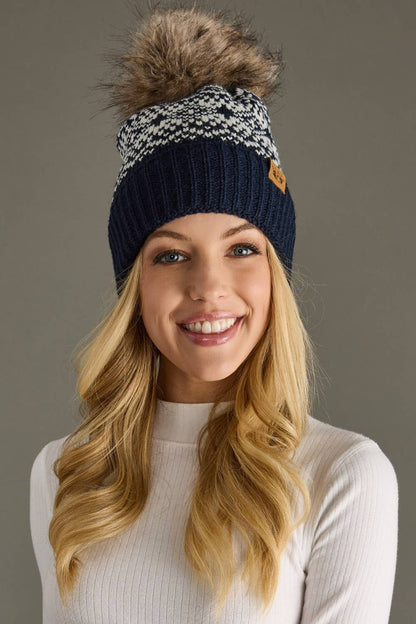 Alpine Patterned Pom Beanie