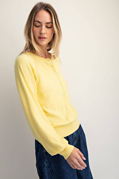 Cozy Half Button Down Pullover Sweater