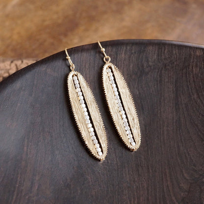 Minimalist Elongated Oval Dangle Earrings – Gold &amp; Silver Accents