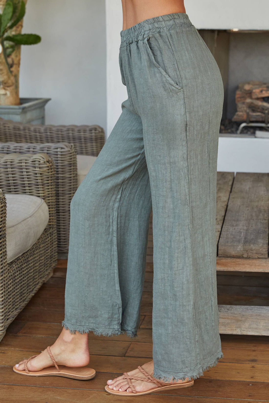 Italian Linen Pants with Raw Hem