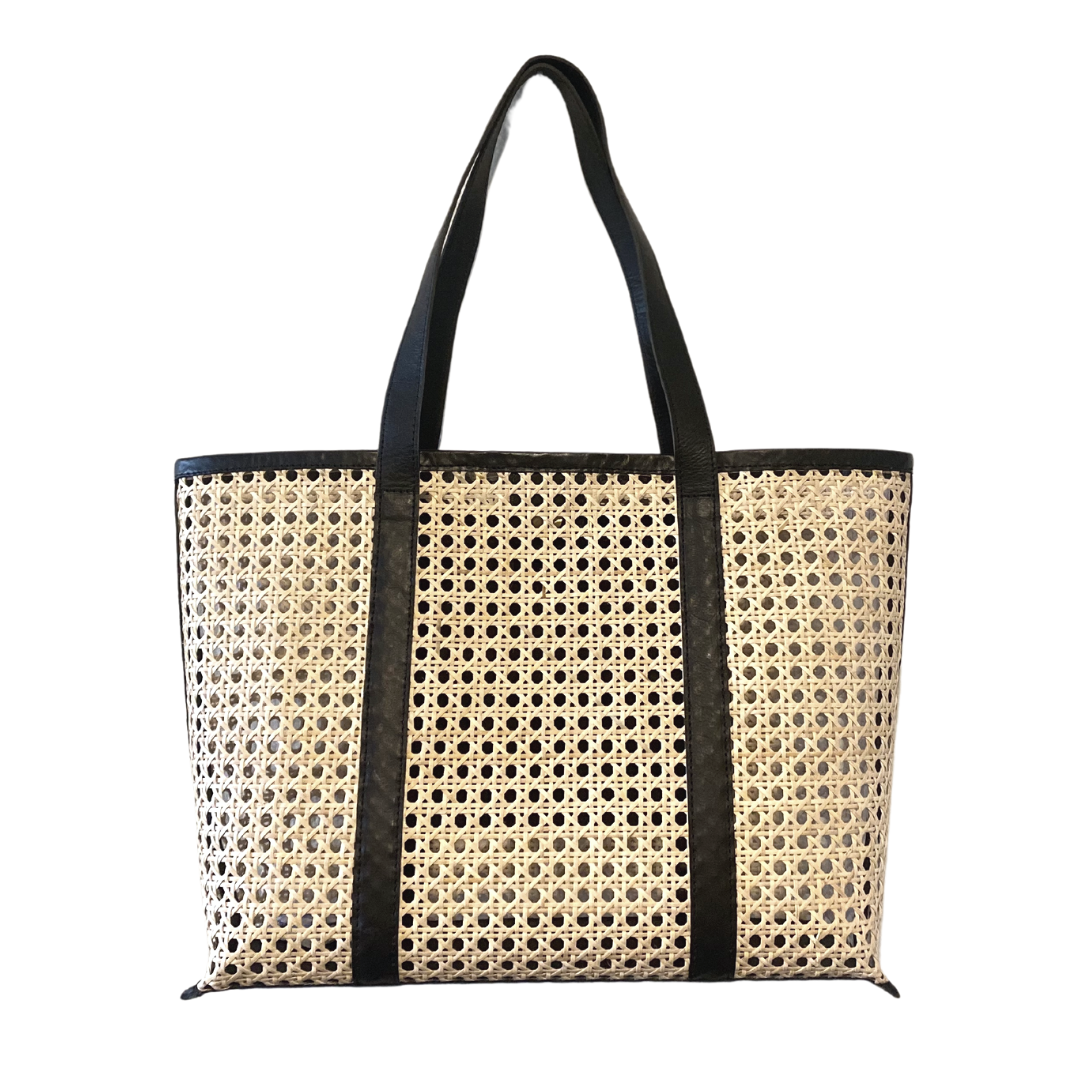 Cane &amp; Leather Large Tote