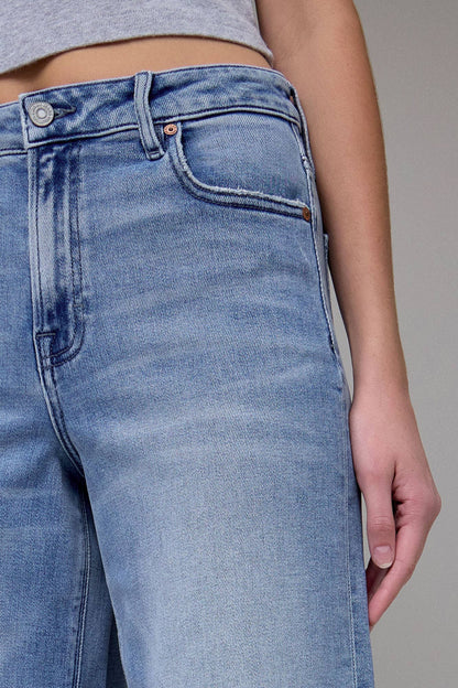 Mid-Rise 27&quot; Inseam Cuffed Crop Wide leg