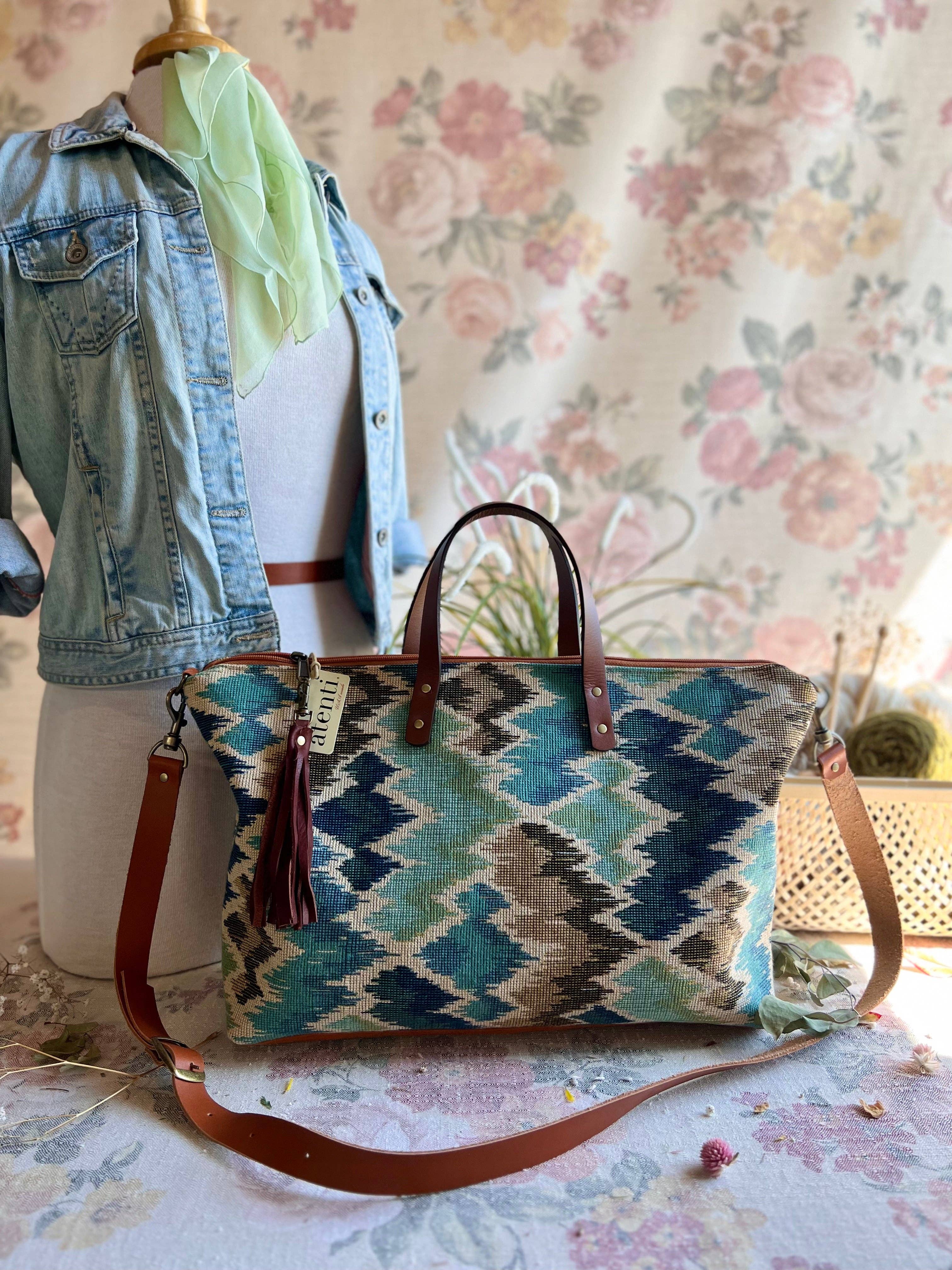 Blue Printed Handbag