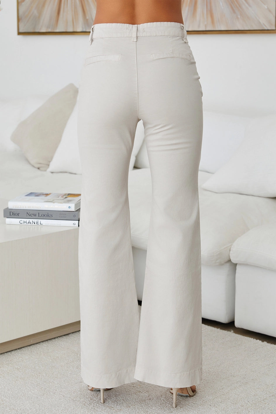 High Waisted Flare Leg Chino Pant