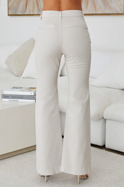 High Waisted Flare Leg Chino Pant