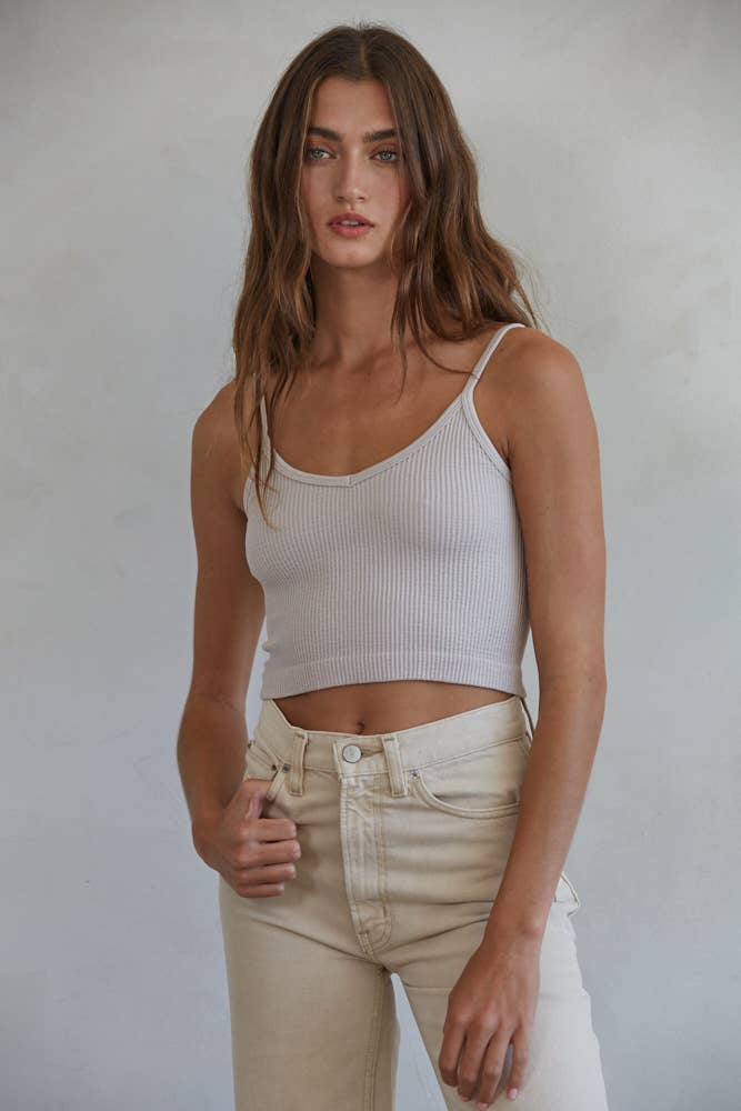 Knit Ribbed Seamless UV Neck Brami