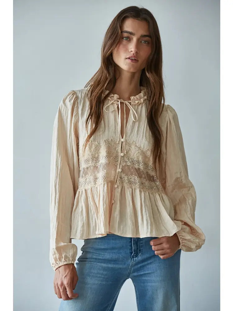 Vintage Bloom Sheer Lace Blouse