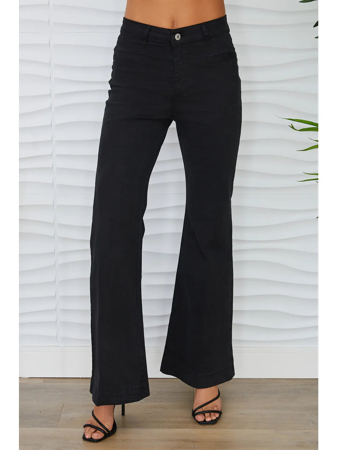 High Waisted Flare Leg Chino Pant