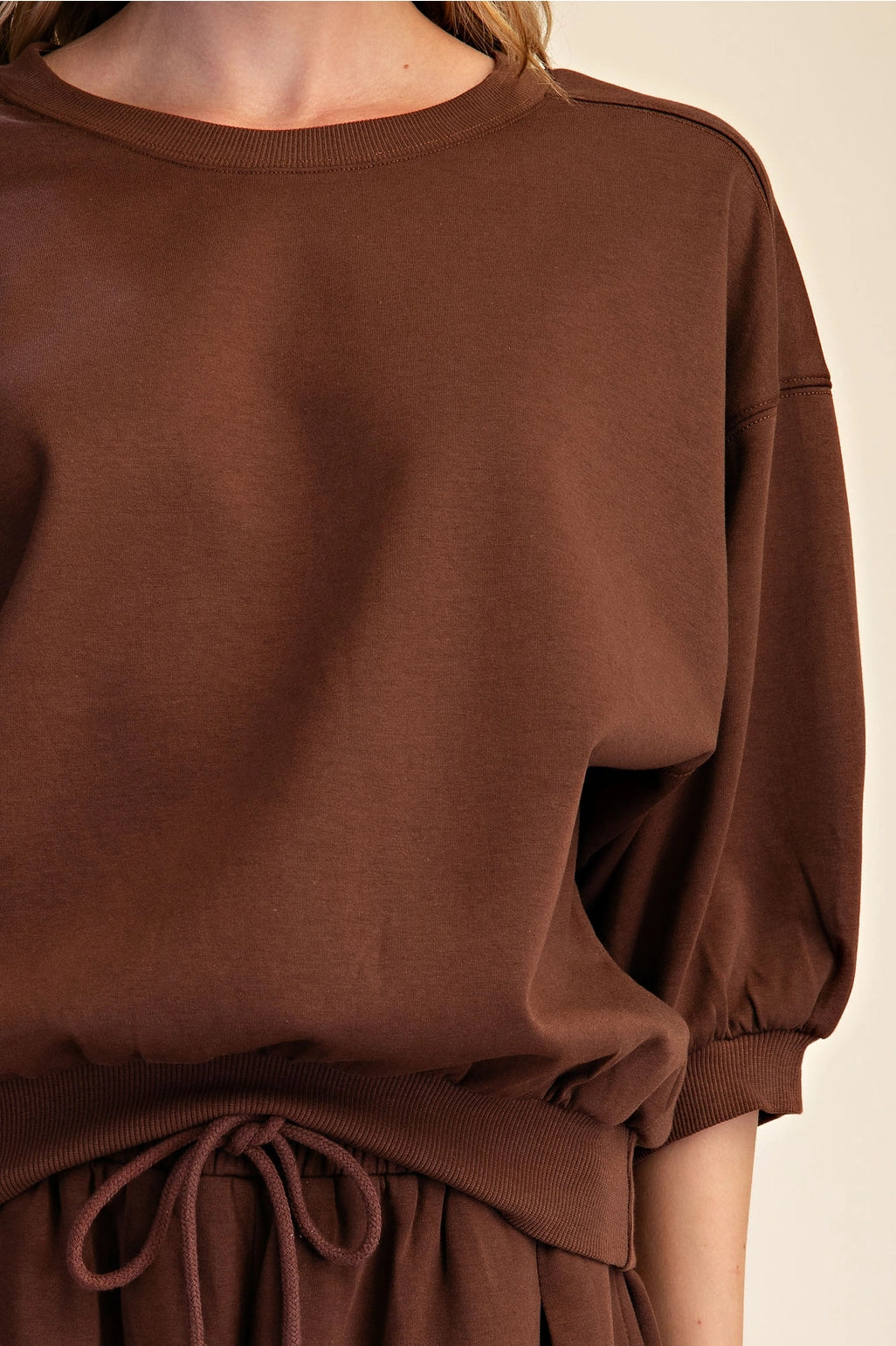 Bubble-Sleve Crewneck Sweatshirt