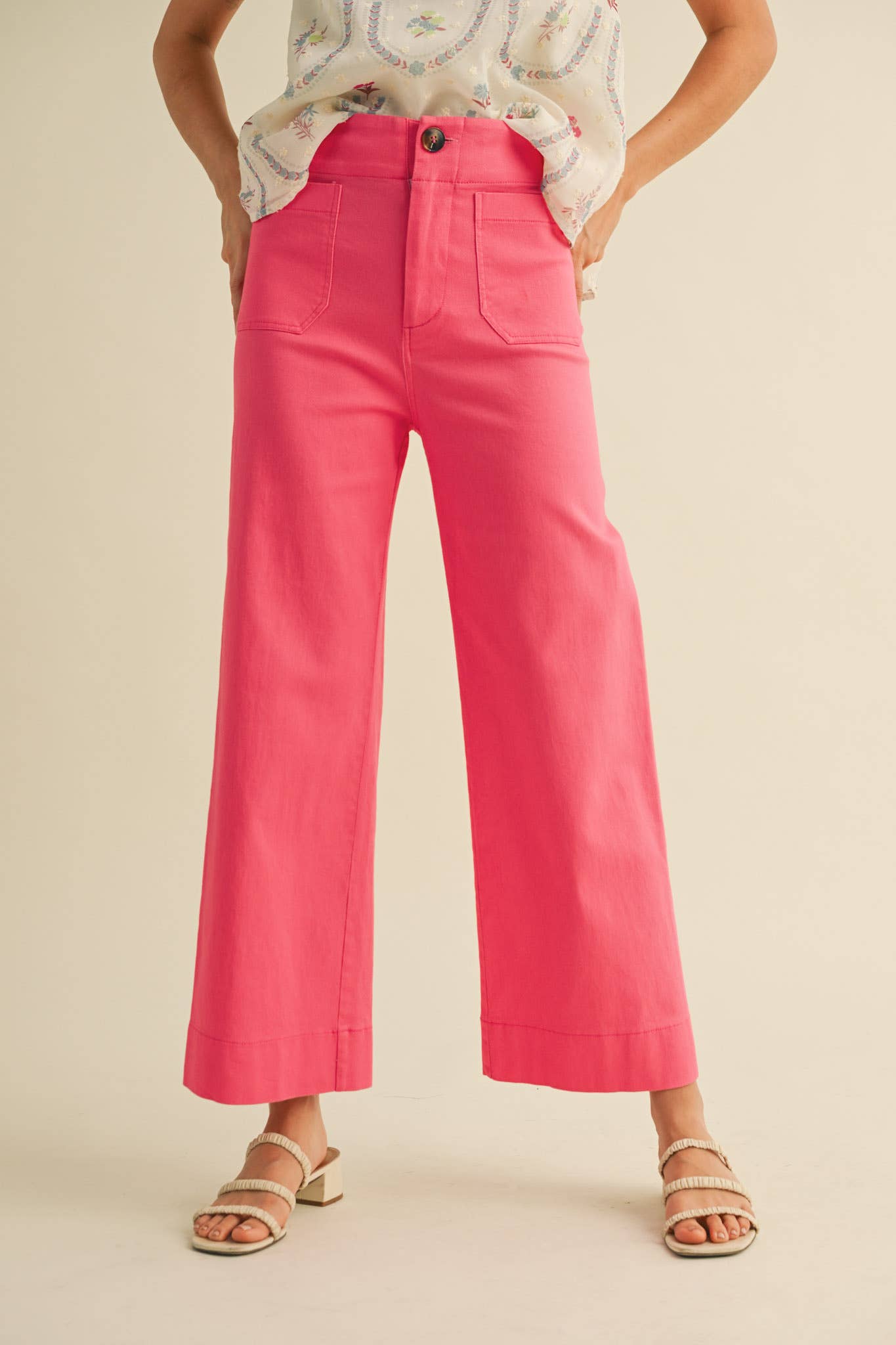 High Waist Cropped Wide Leg Pant