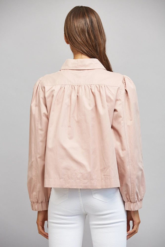Charming Gathered-Shoulder Jacket