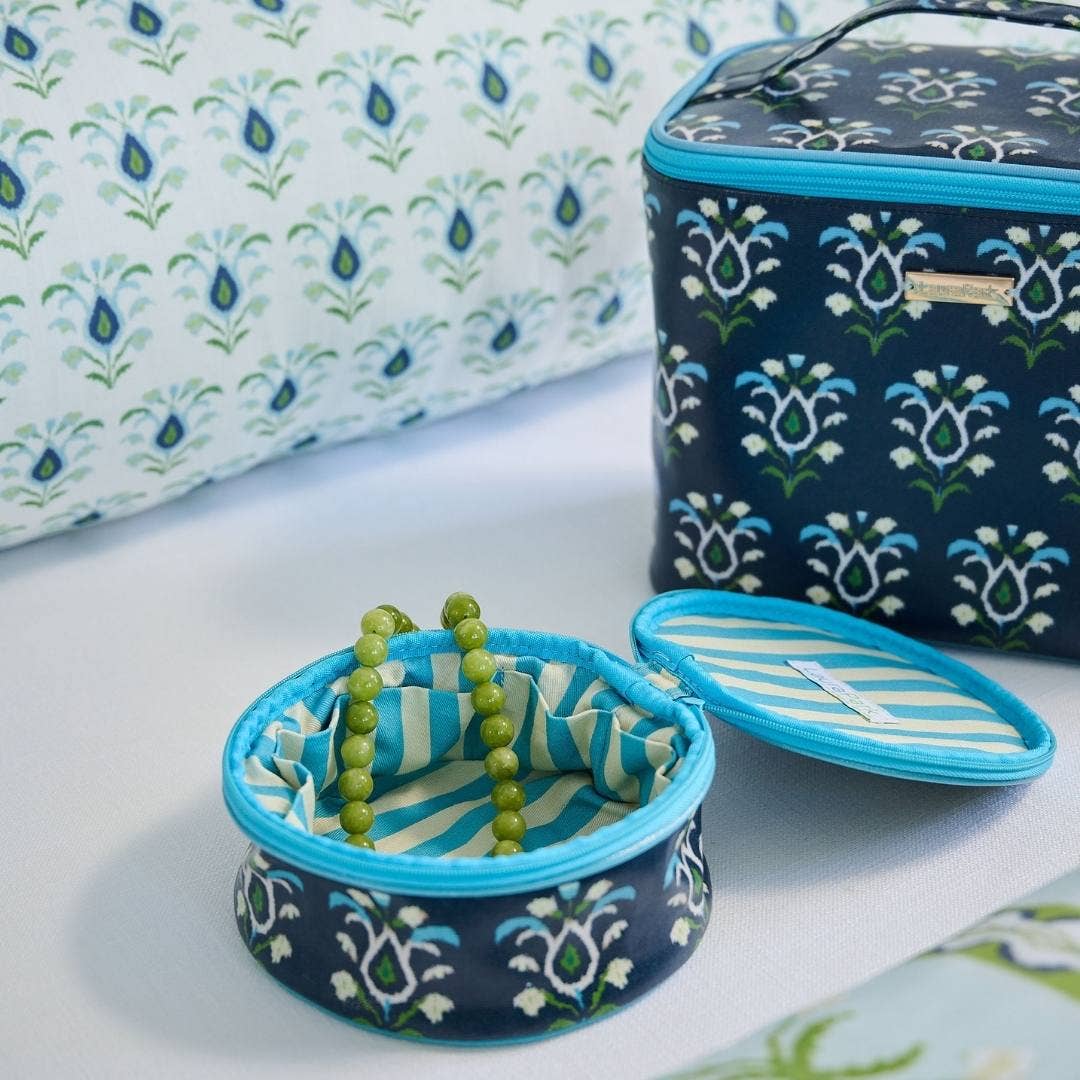 Rosemary Indigo Round Jewelry Case