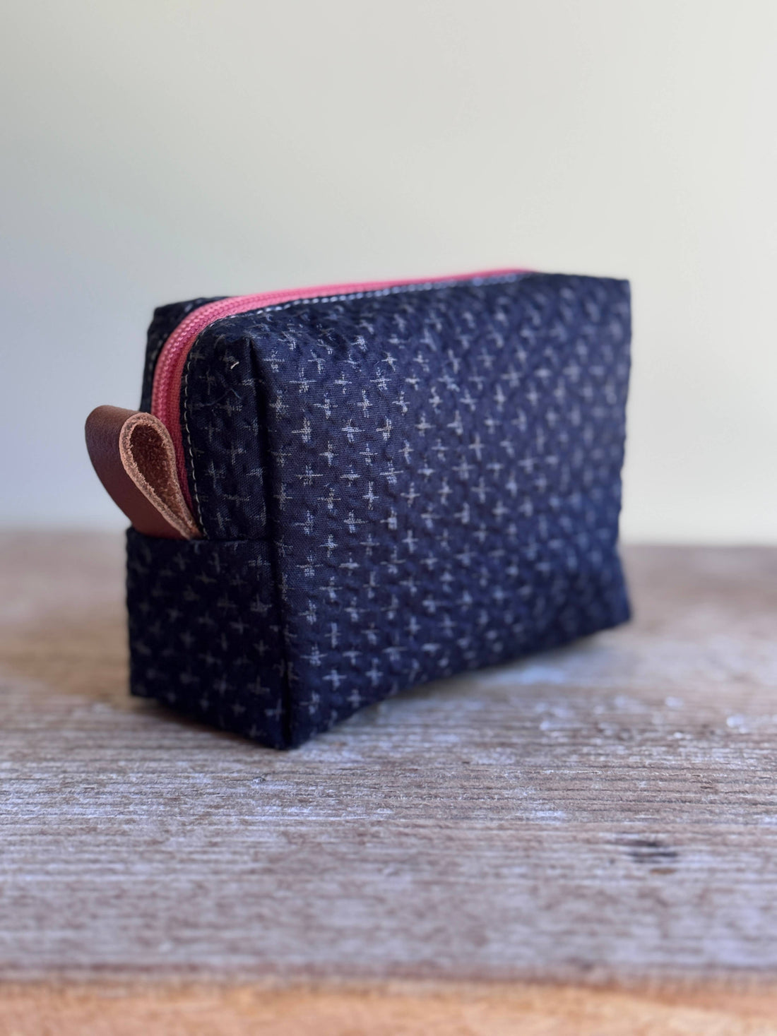 Indigo Cross-Stitch Kantha Mini Pouch