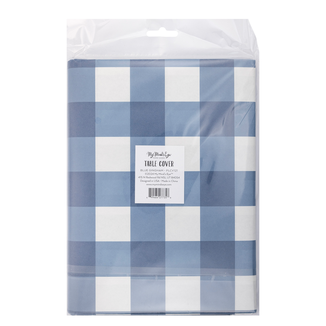 Blue Gingham Paper Table Cover