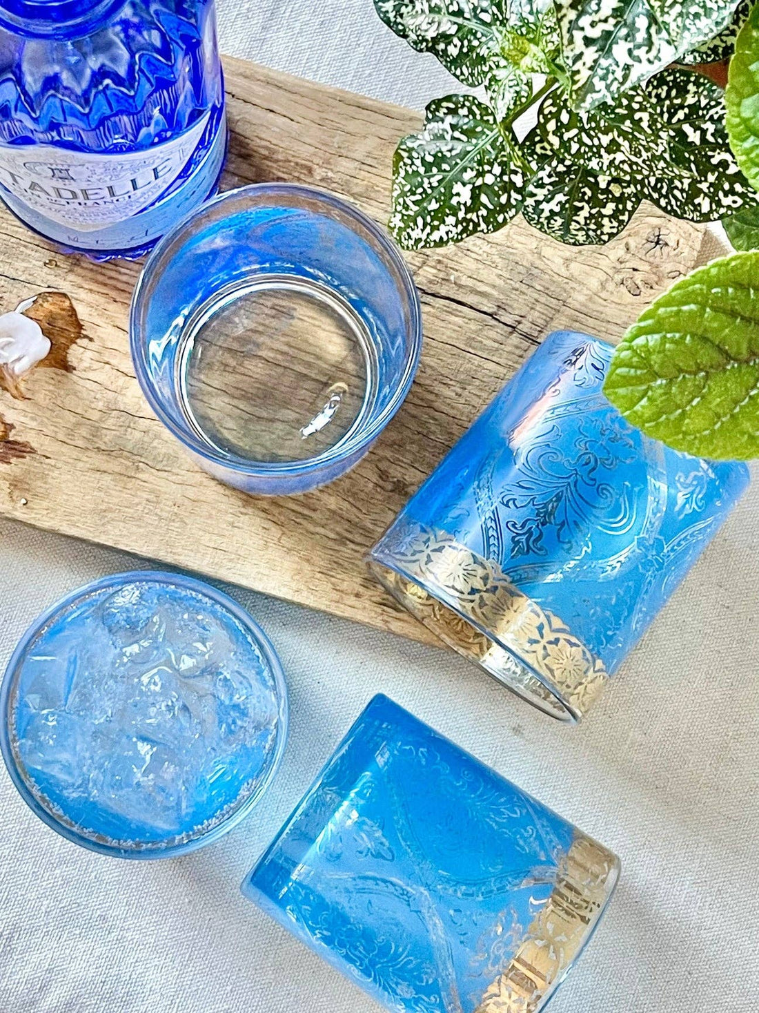 Turquoise Gem Rocks Glass