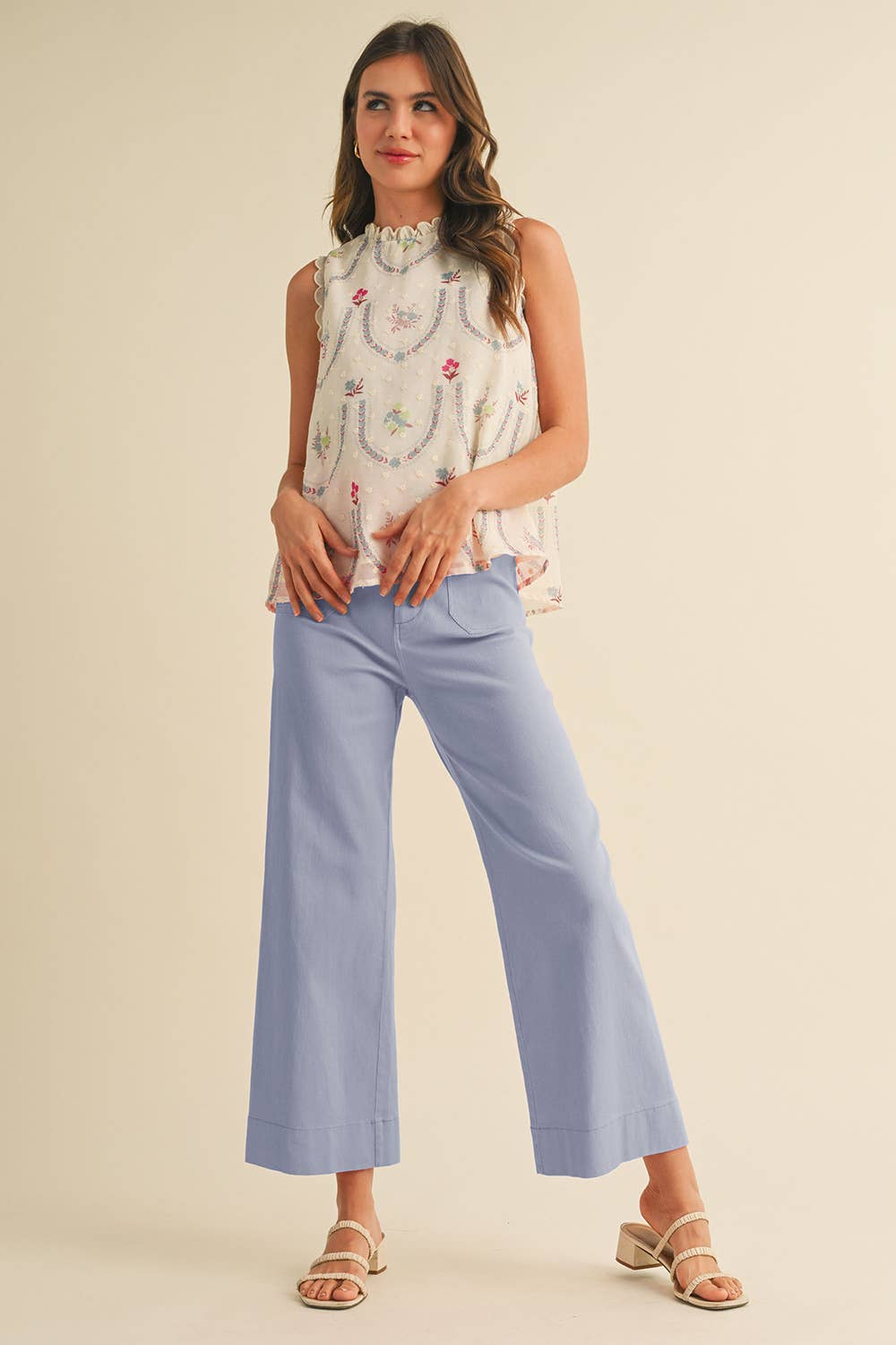 High Waist Cropped Wide Leg Pant