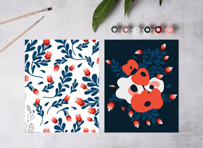 Red, White, &amp; Bloom Paint-By-Numbers Kit