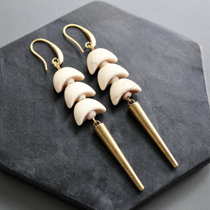 KYLE69 stacked crescents spike earrings