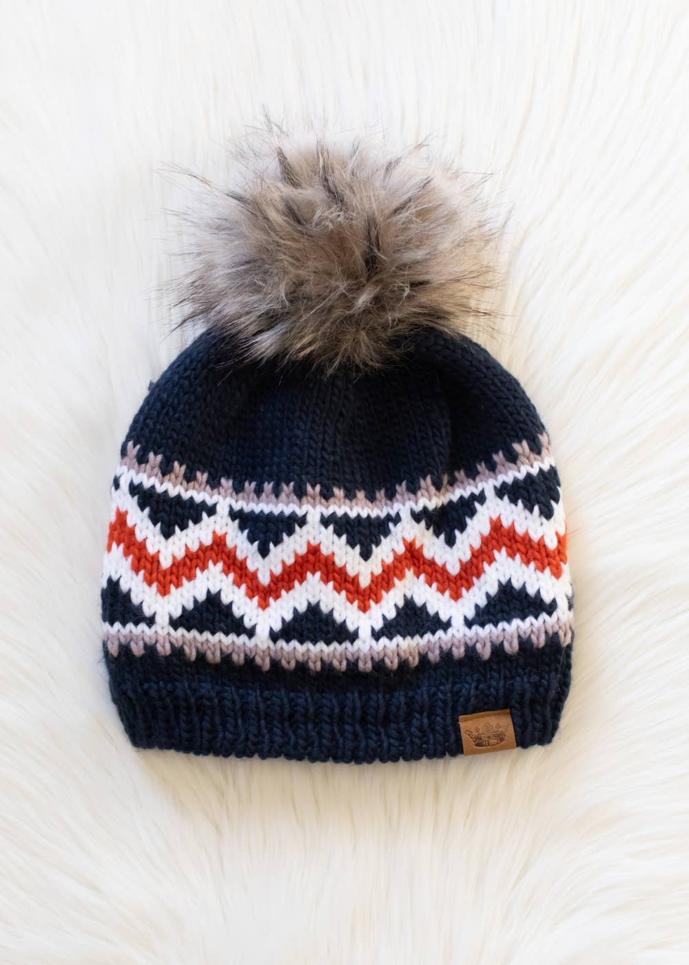 Alpine Patterned Pom Beanie