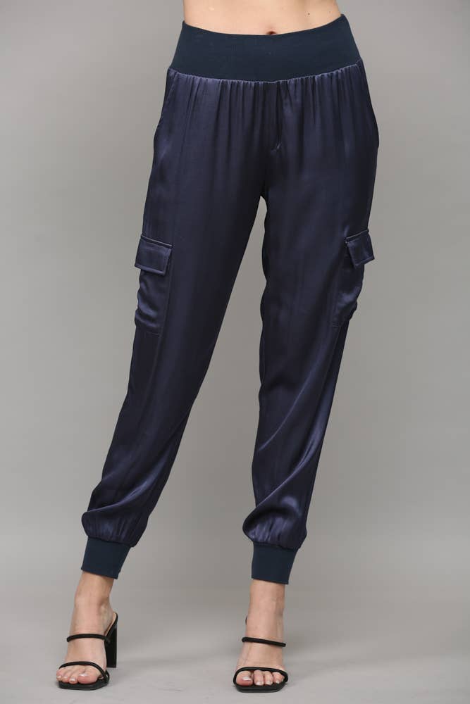 Chic Satin Cargo Joggers