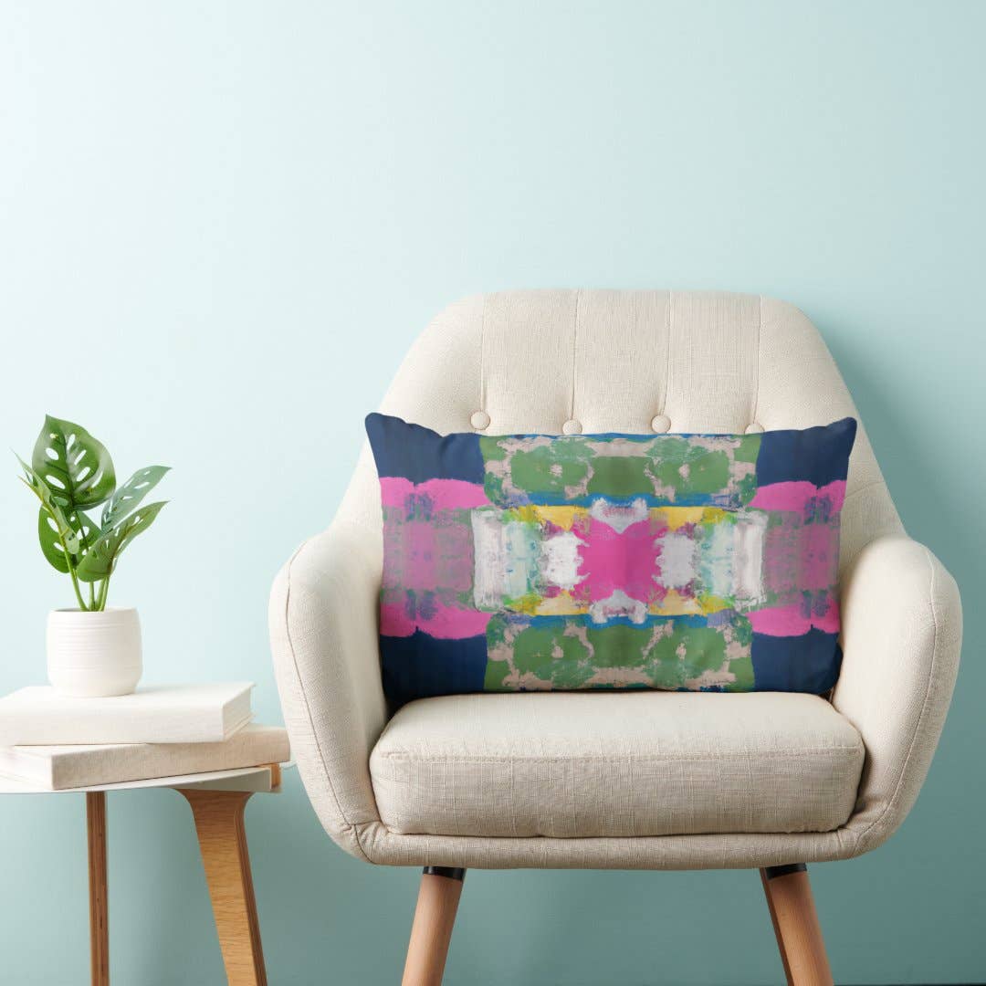 Stella Blue Decorative Abstract Art Colorful Throw Pillow