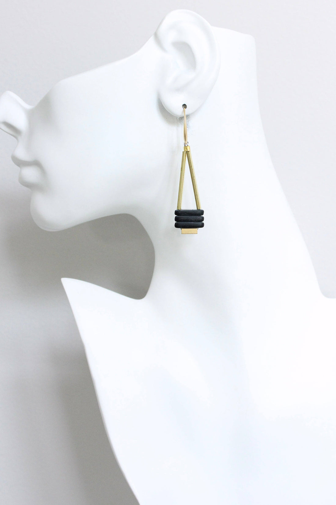Black and Brass Geometric Earrings