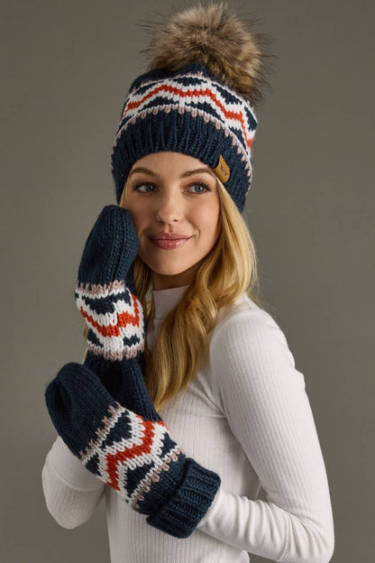 Alpine Patterned Pom Beanie
