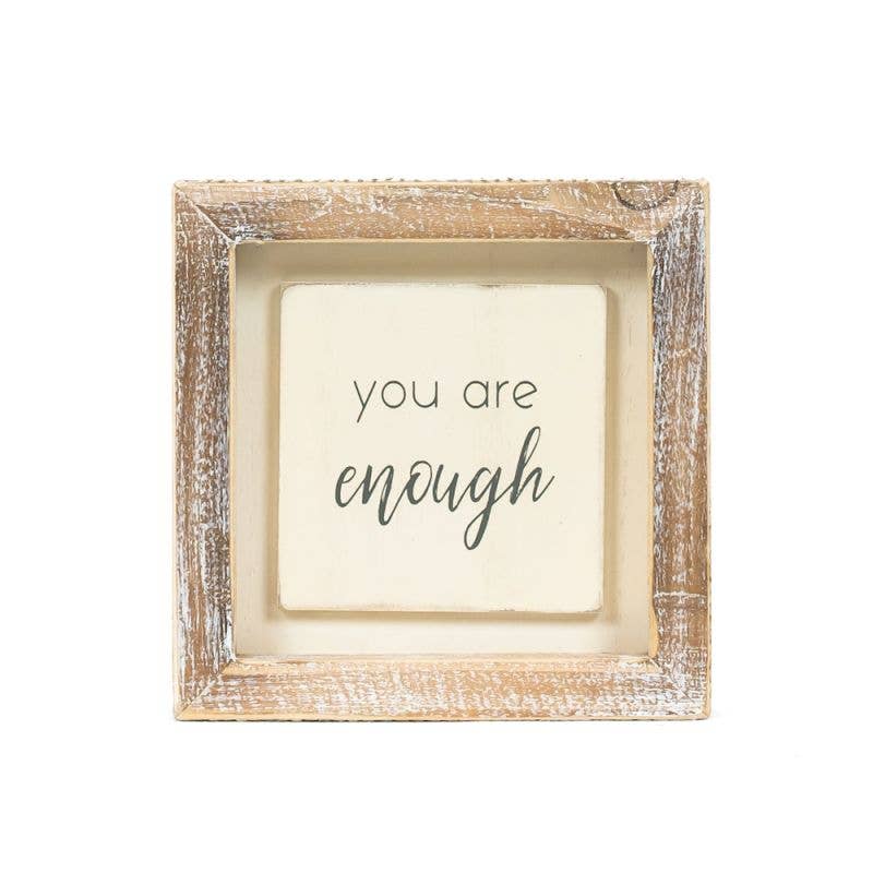 Wood Frame Sign11947 - 5x5 wood frame sign (ENOUGH)  home decor gift