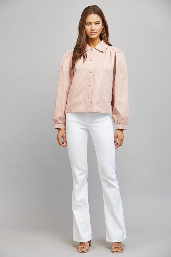 Charming Gathered-Shoulder Jacket