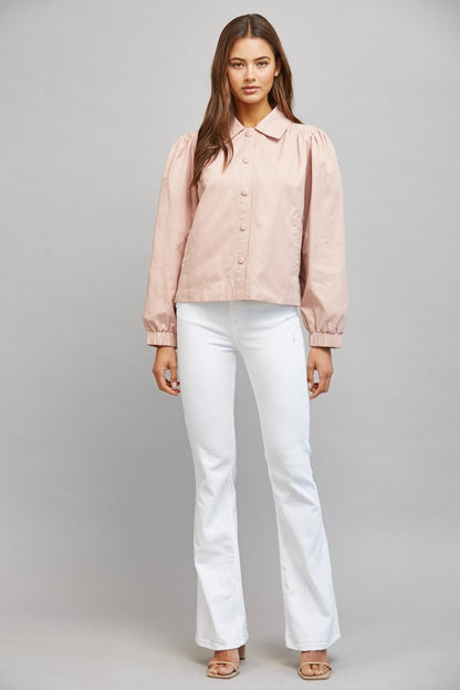 Charming Gathered-Shoulder Jacket