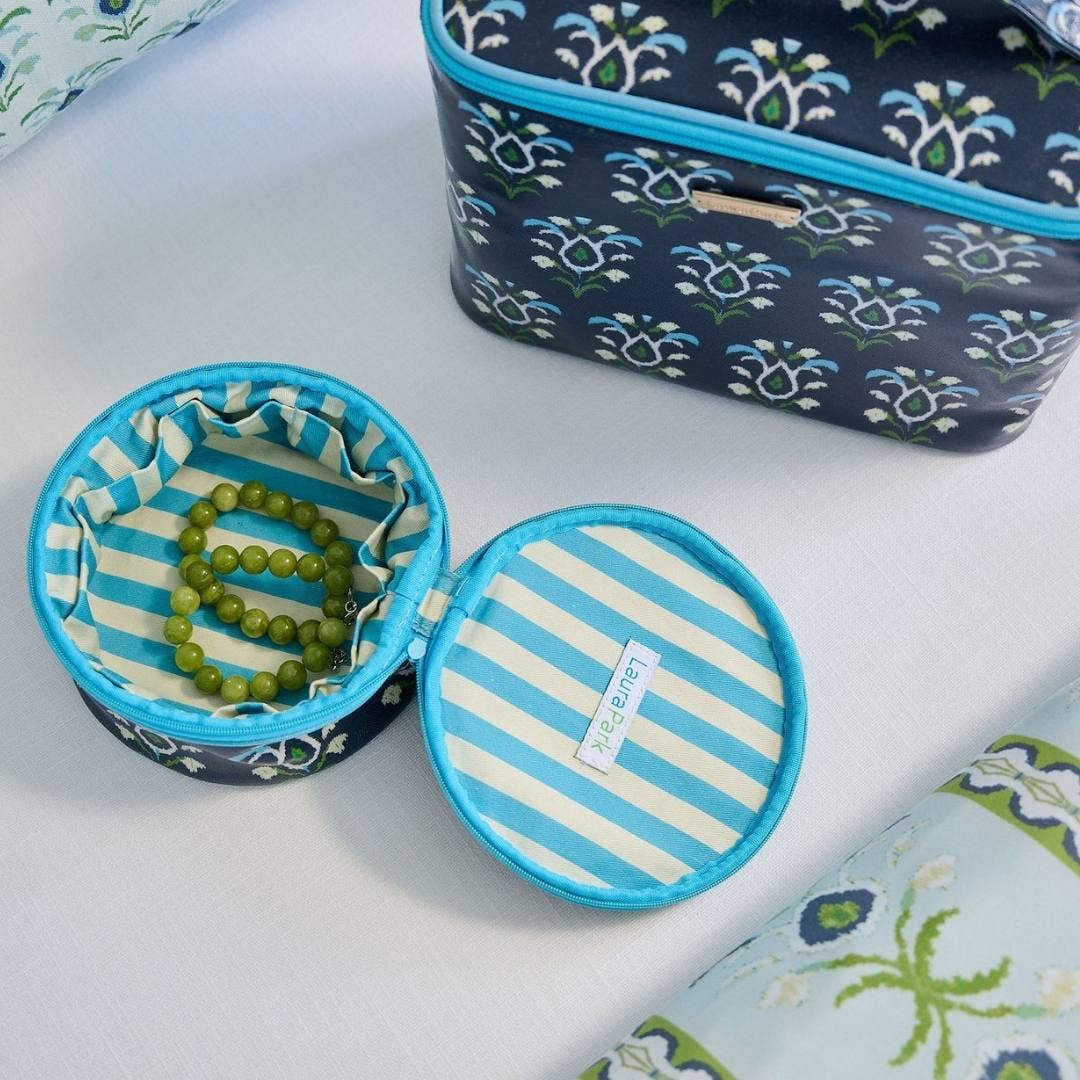 Rosemary Indigo Round Jewelry Case