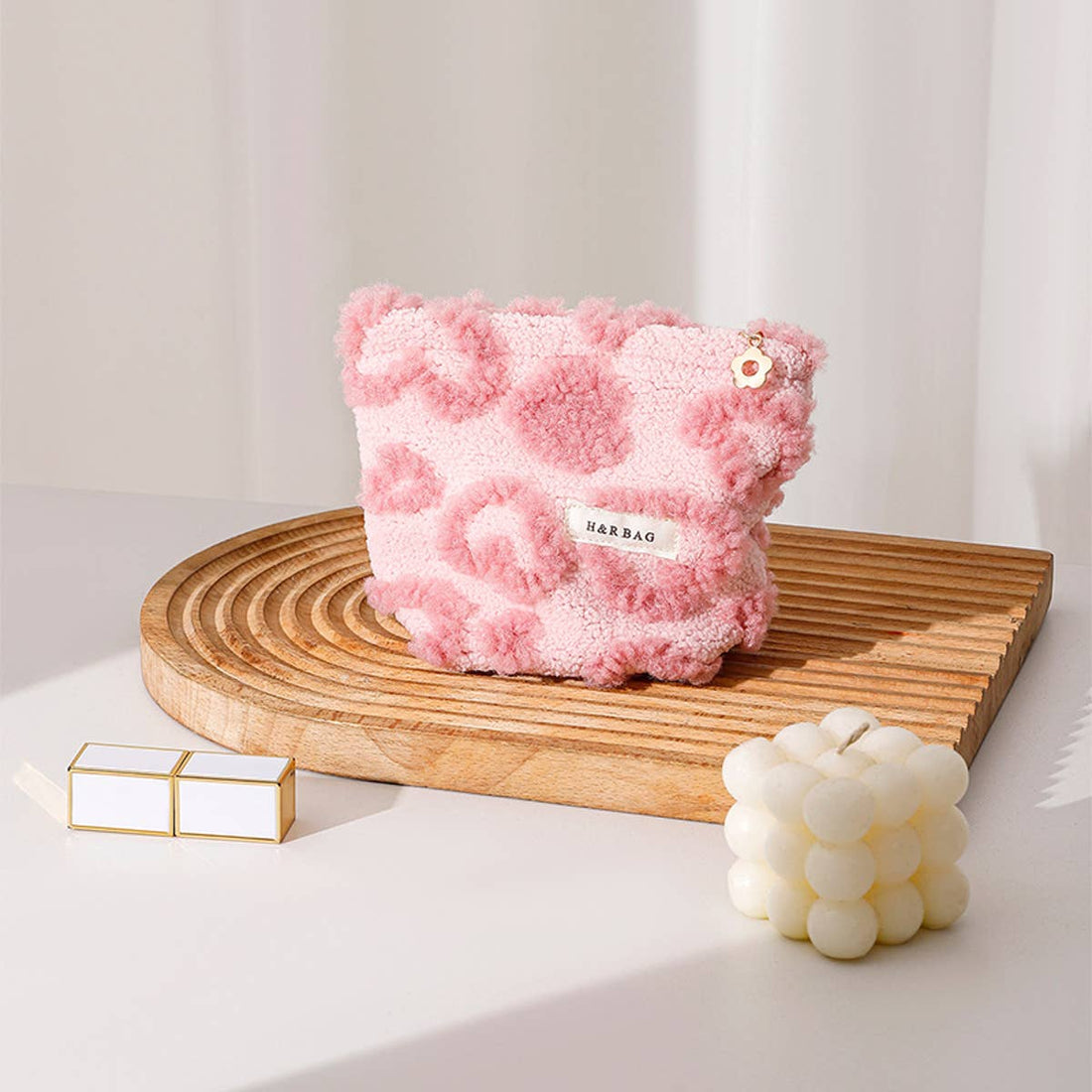 Cute Plush Heart Makeup Pouch