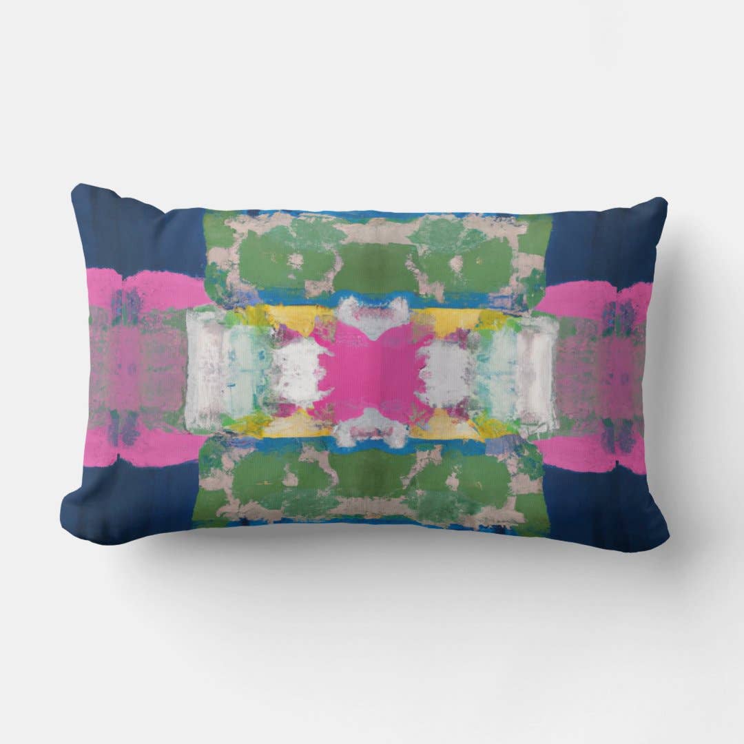 Stella Blue Decorative Abstract Art Colorful Throw Pillow