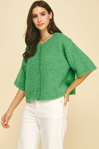 Cozy Button-Front Short Sleeve Cardigan