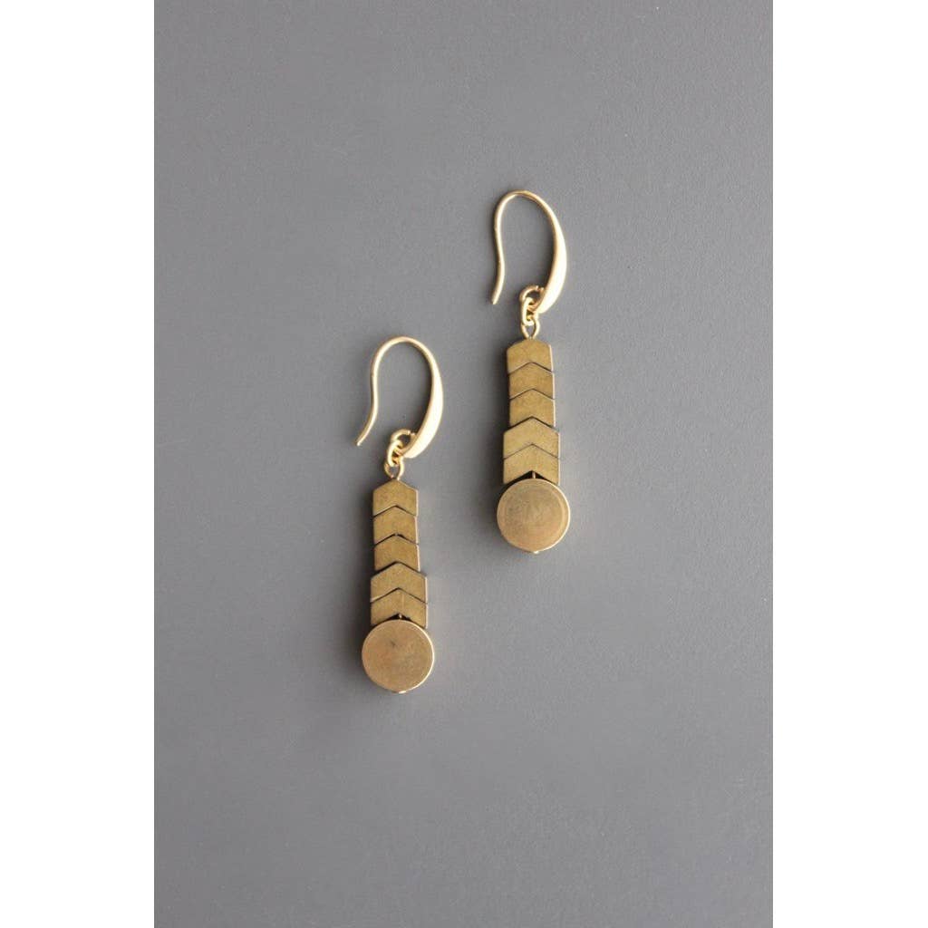 Gold Hematite Drop Earrings