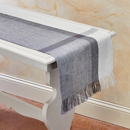 Blue Corn Runner, Handwoven Flax Linen